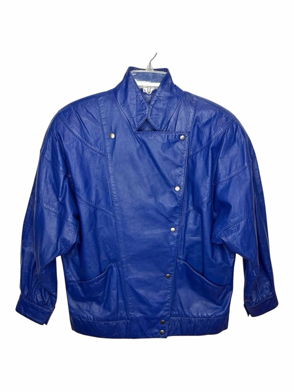 Vintage 80s Leathers by Tibor Cobalt Blue Oversized Small Leather Jacket